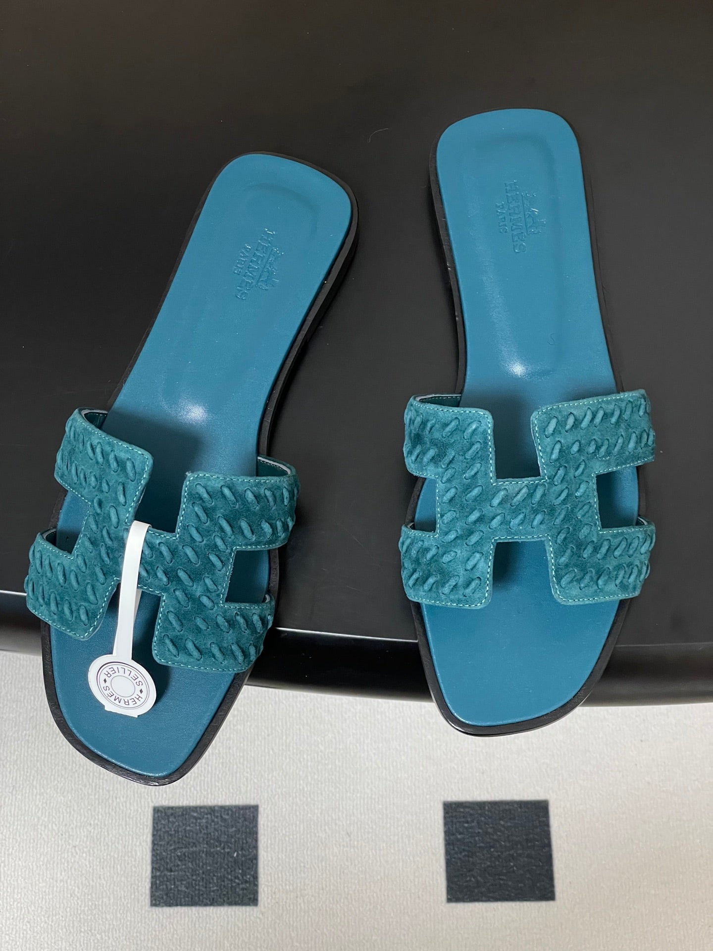 HM 25S ORAN SANDAL IN DARK BLUE SUEDE AND LAMBSKIN、mysite、Cacoeks