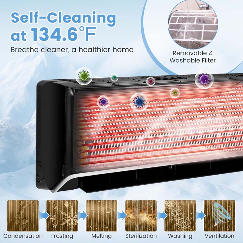 Eletriclife 12000 BTU 22 SEER2 208-230V Wifi Enabled Mini Split Air Conditioner and Heater with Alexa