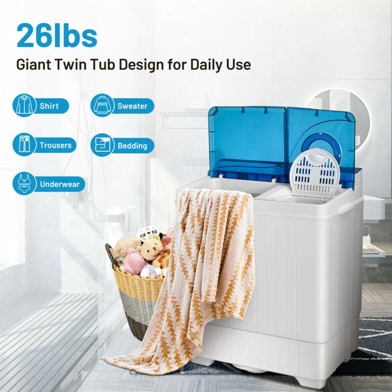 Eletriclife 26 Pound Portable Semi-automatic Washing Machine