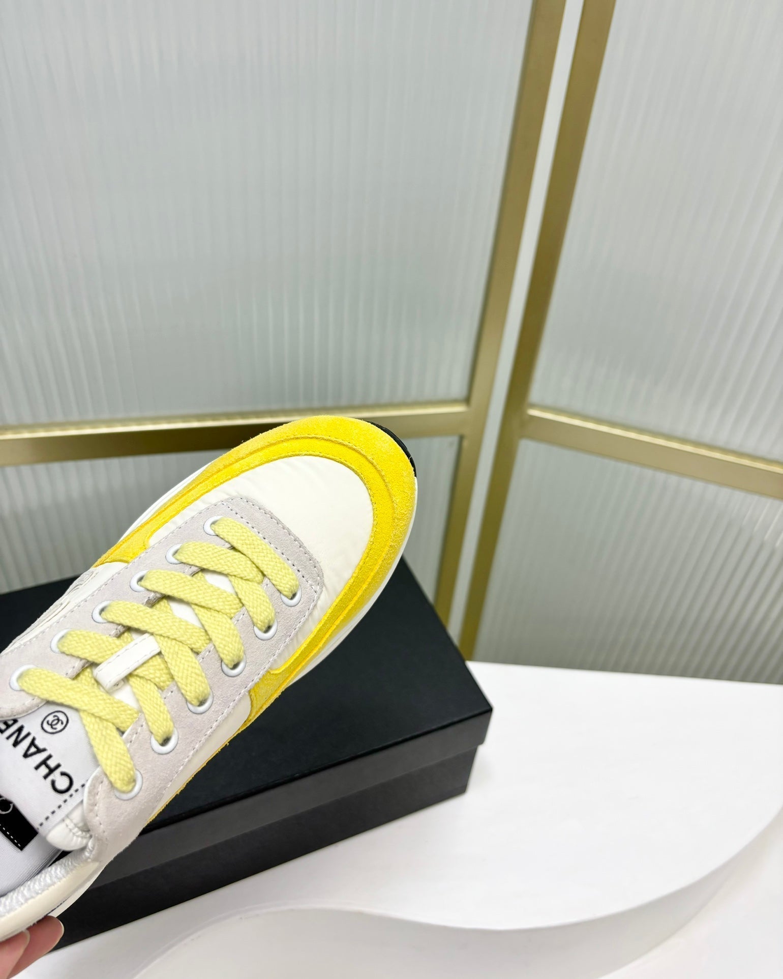 SNEAKER IN LIGHT YELLOW MIX GREY SUEDE、mysite、Cacoeks