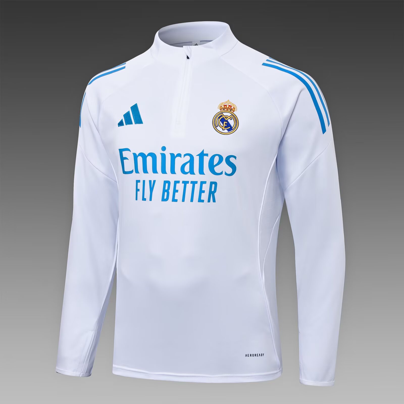 2025/2026 Real Madrid Half-Pull Training Suit White Blue Pants Football Shirt 1:1 Thai Quality Set:football jersey mysite: unitedjerseyfootball 邓江浪:football
