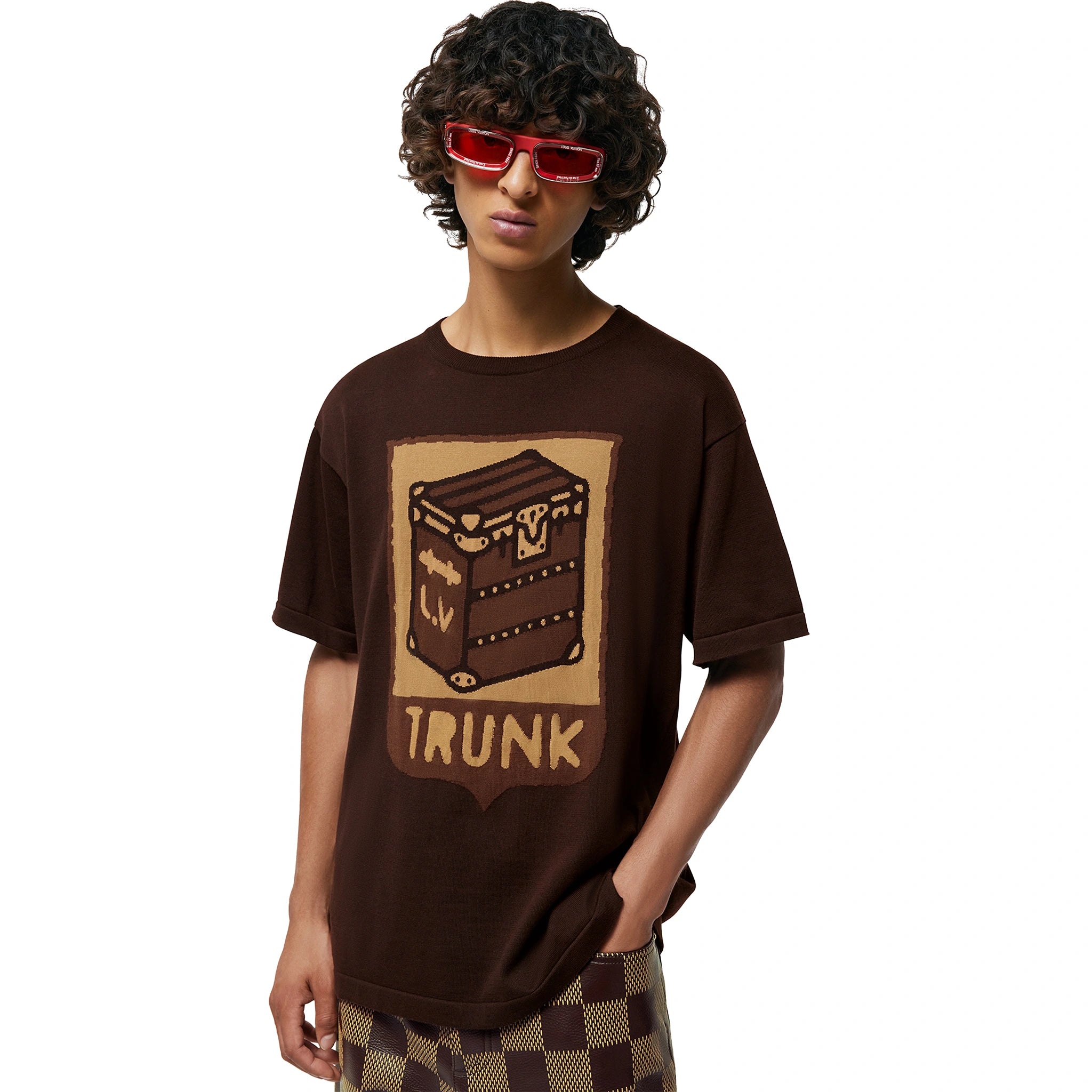 Louis Vuitton Cotton Trunk Print Sienna Brown T Shirt、mysite、Cacoeks
