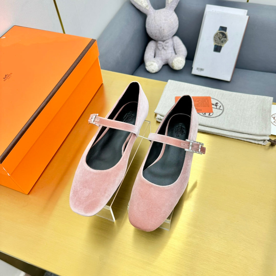 HM BALLET FLATS IN LIGHT PINK SUEDE、mysite、Cacoeks