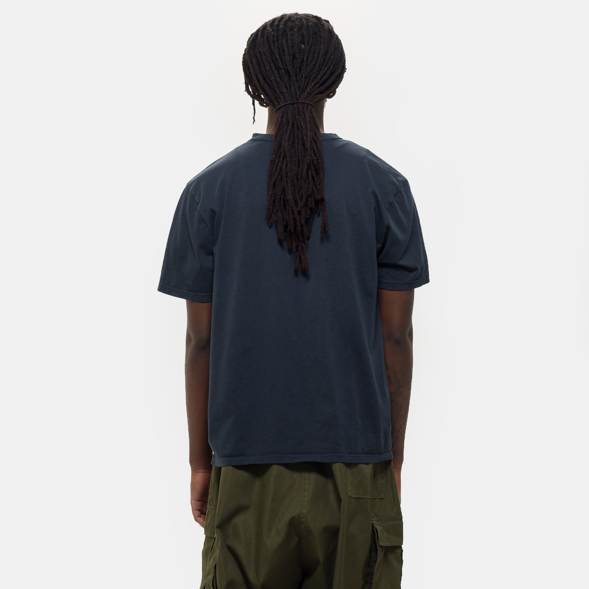 Lightweight Binded Neck T-Shirt in Faded Black