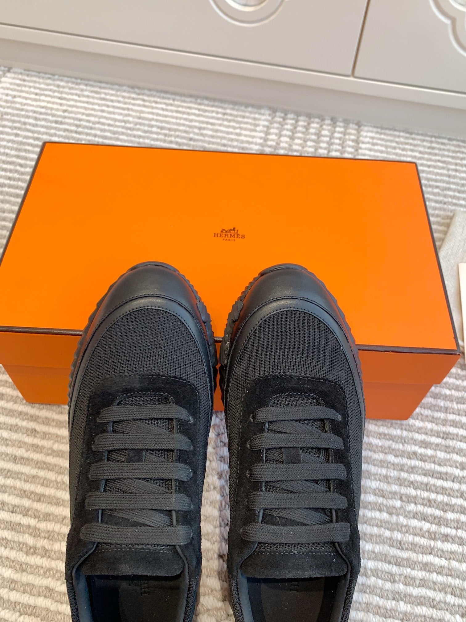 BOUNCING SNEAKER IN BLACK GRAPHIC MESH AND CALFSKIN、mysite、Cacoeks