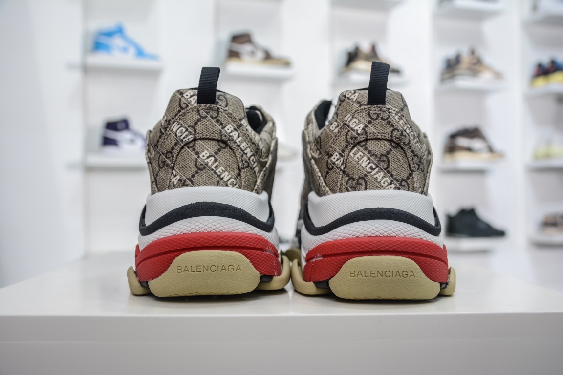Balenciaga Triple S Sneaker x Gucci in Brown Red、mysite、Cacoeks