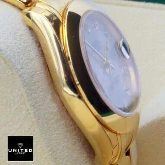 Rolex Pearl Master 81208 Gold & Diamond Dial Replica 3 Rolex PearlMaster Gold Diamond 81208 Replica side view in the box