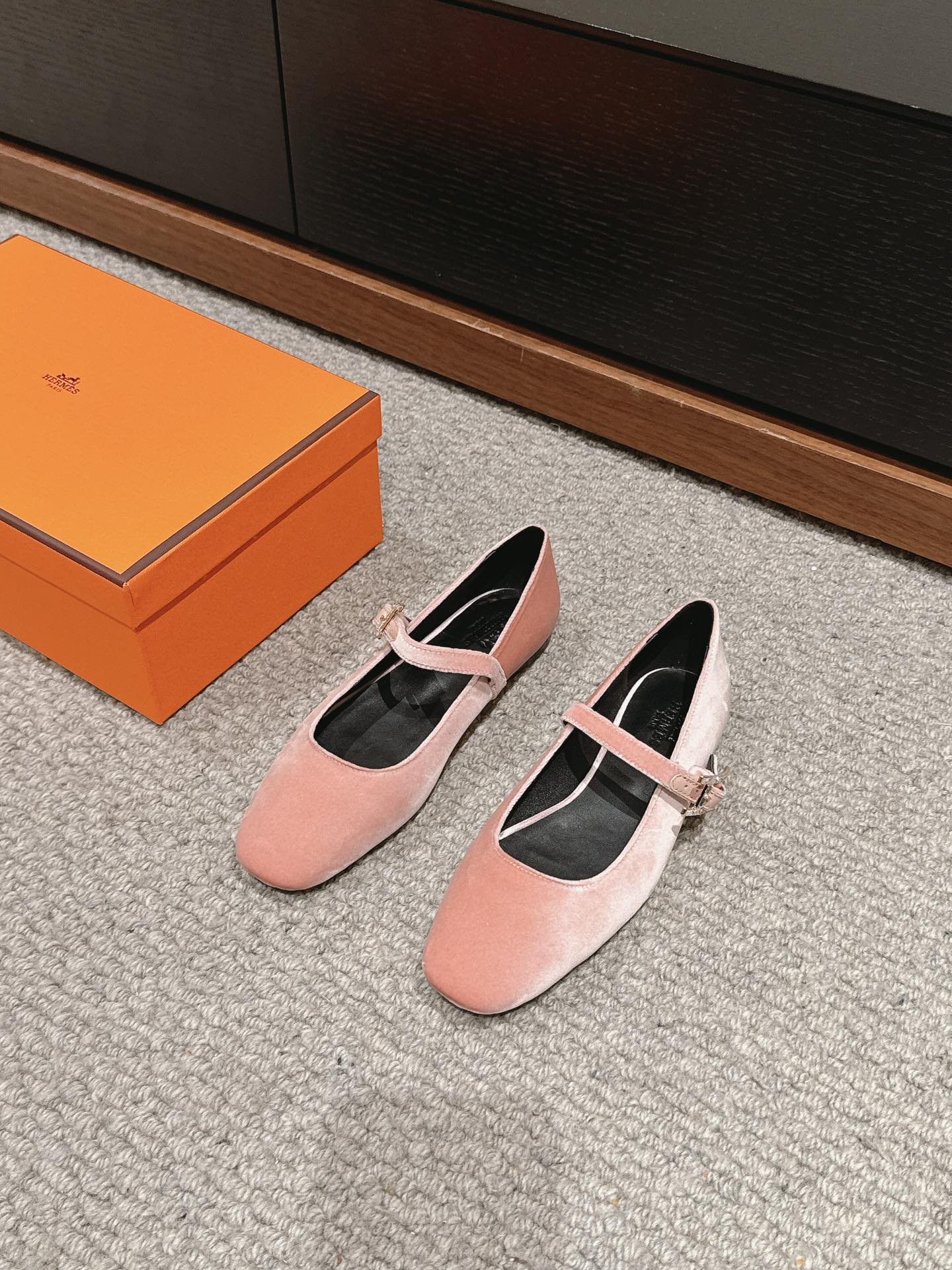 JANE BALLET FLAT PEACHY PINK VELVET、mysite、Cacoeks