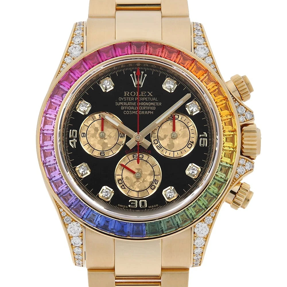 Rolex Daytona Rainbow 40mm Yellow Gold Super Clone Swiss Replica Watch Ref. 116598 RBOW