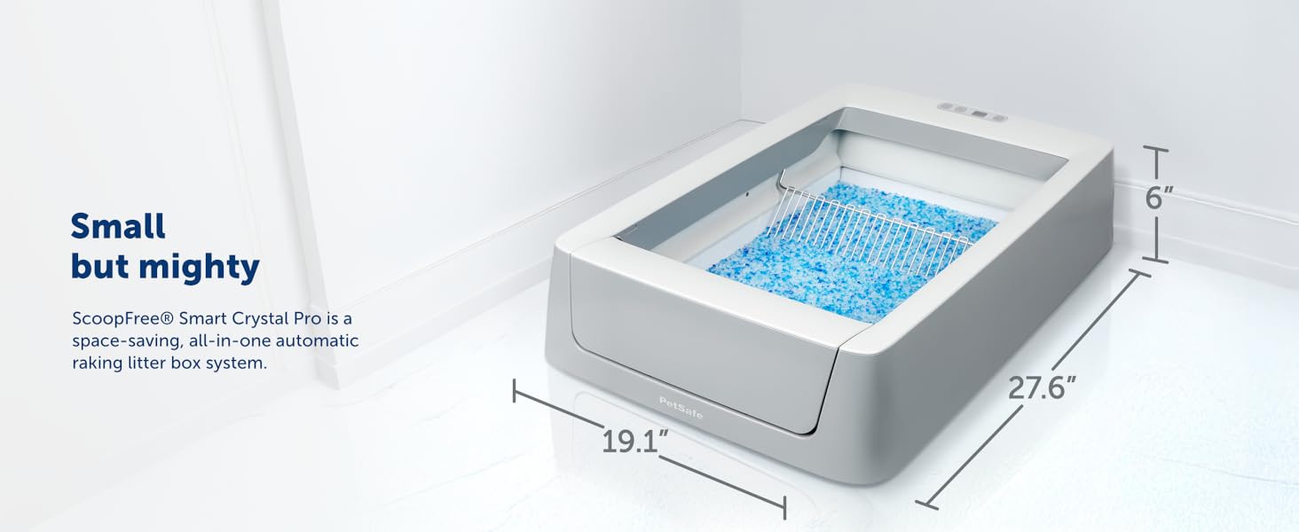 Small but mighty PetSafe ScoopFree Crystal Pro Smart Self-Cleaning Litter Box dimensions 