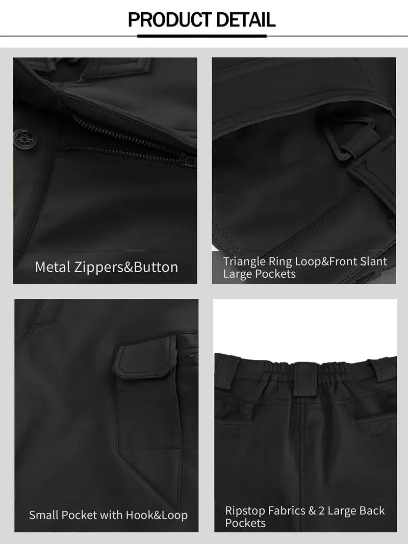 [Windproof|Warm] Windproof Warm Men's Outdoor Military Tactical Pants | Soft Shell Fleece Lined, Solid Color, Sports Style, Regular Fit, Mid Waist, Woven Fabric, 320G/M², with Pockets, No Belt, Casual Weekend Wear, Autumn/Winter Season