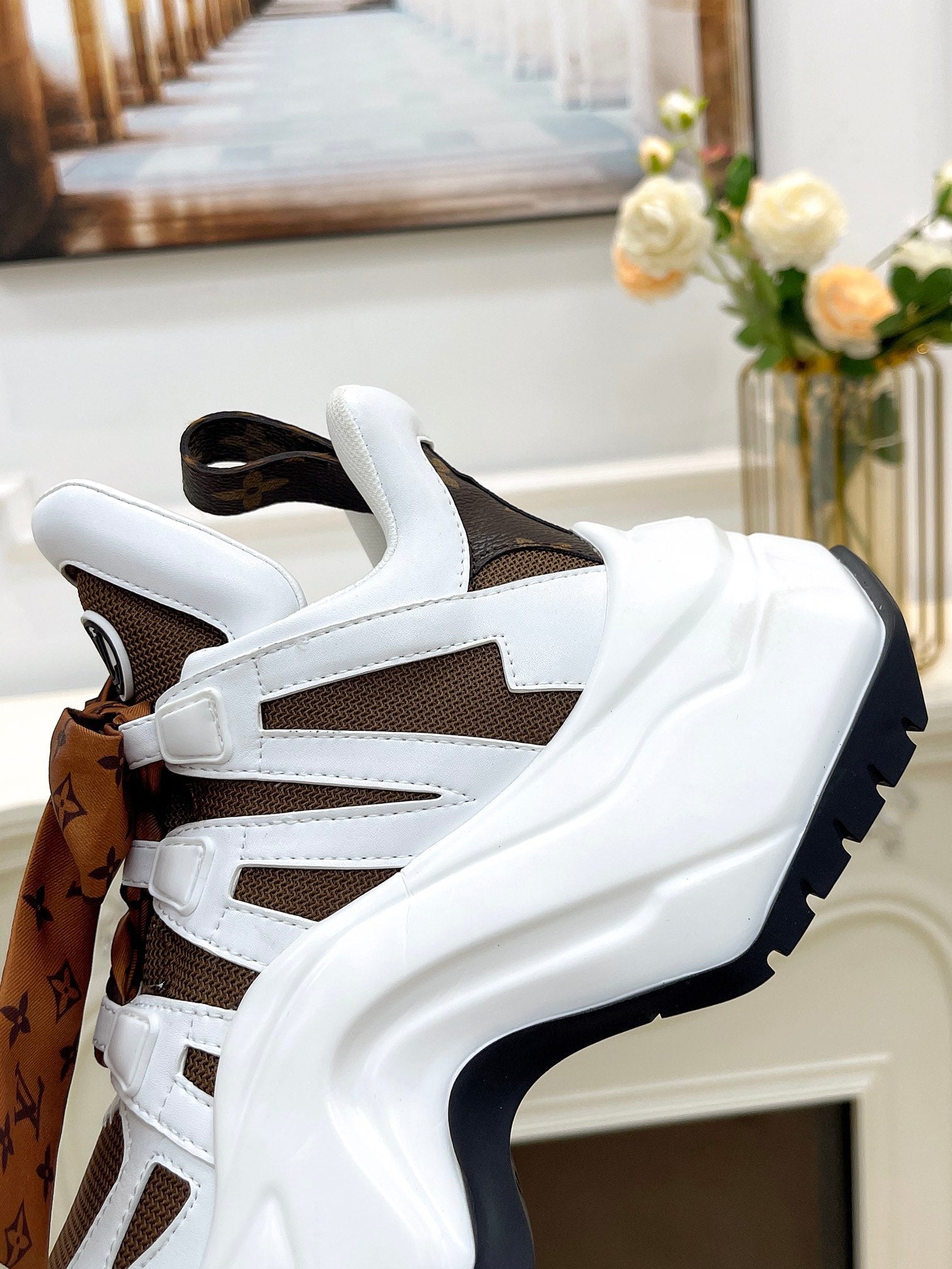 LV ARCHLIGHT 2.0 PLATFORM SNEAKER IN WHITE MIX CHOCOLATE BROWN MIX OF MATERIALS、mysite、Cacoeks