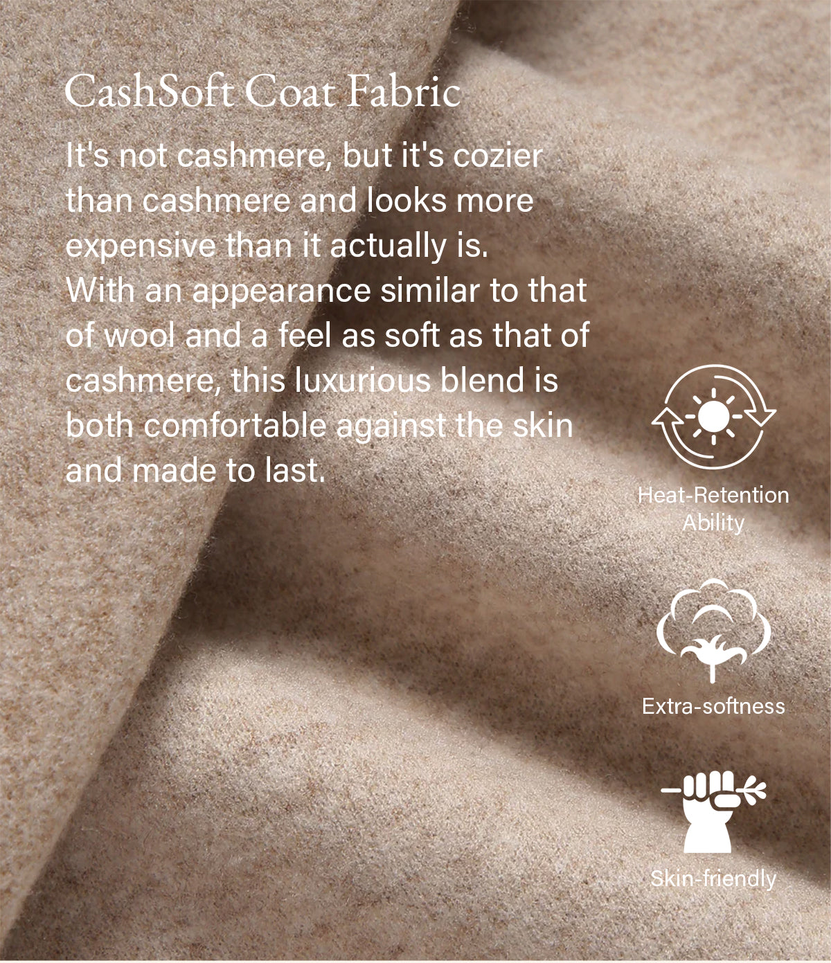 Soft cashmere-like coat fabric with heat-retention