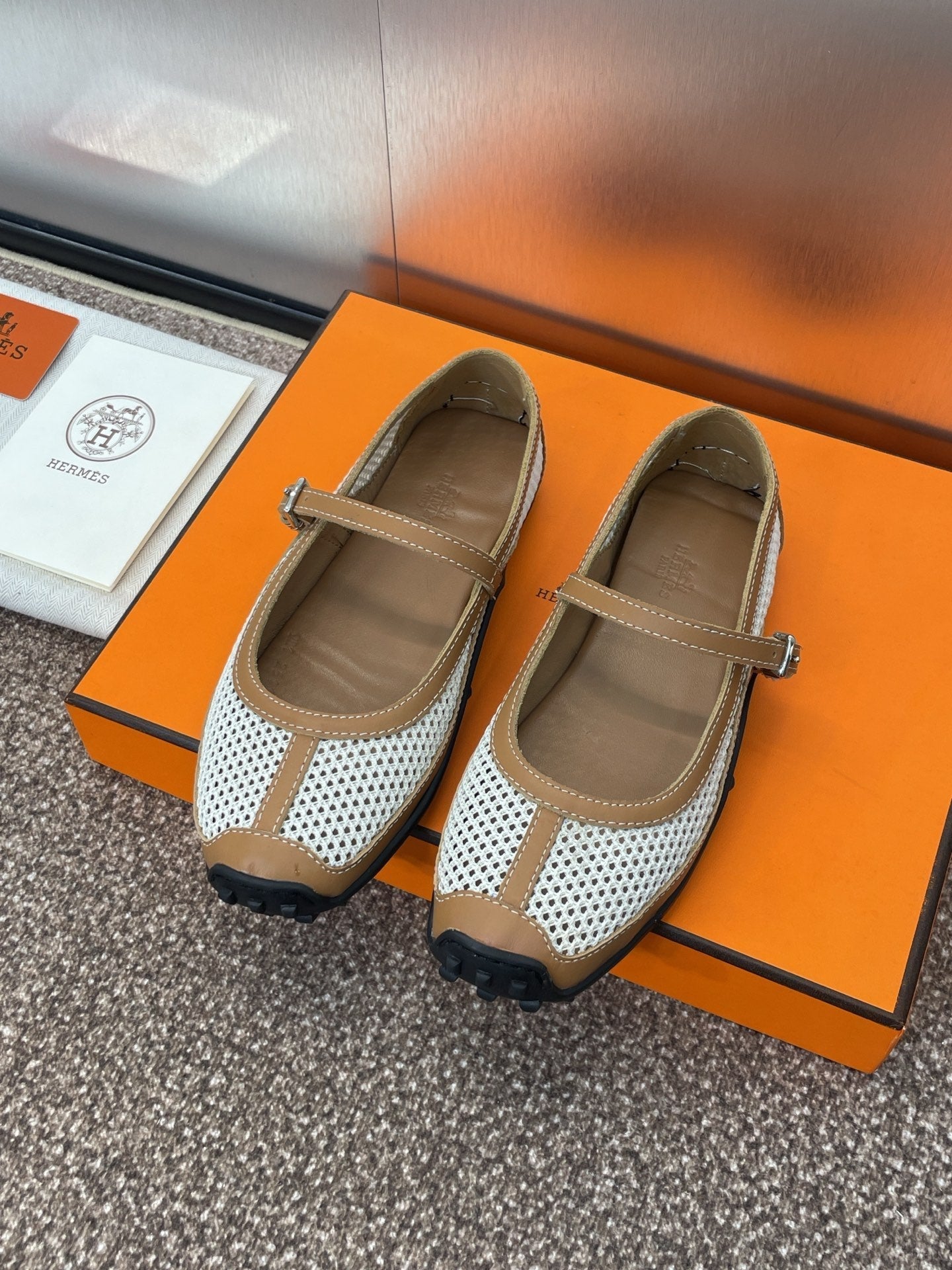 KICHU BALLET FLAT IN BRONZE BROWN CROCHET KNIT AND CALFSKIN、mysite、Cacoeks