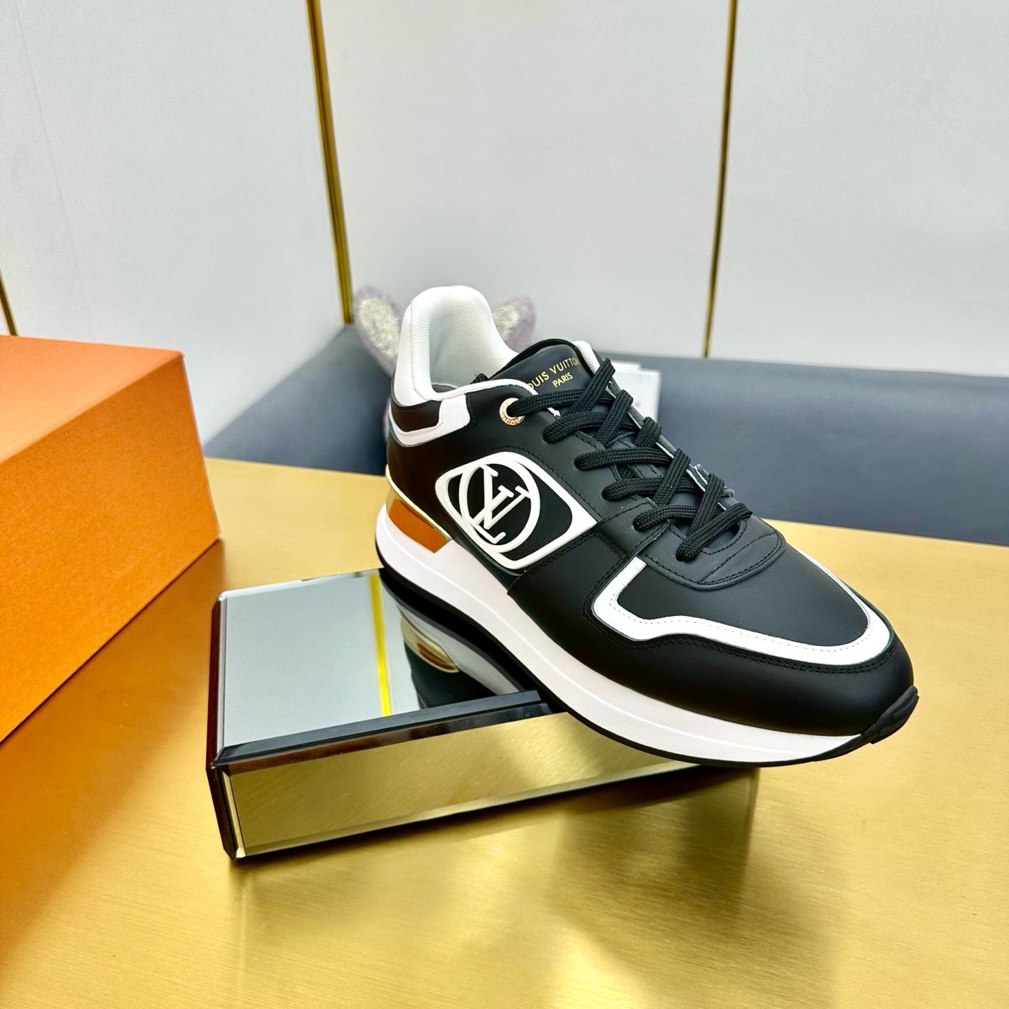 NEO RUN AWAY SNEAKER IN BLACK MIX WHITE CALFSKIN、mysite、Cacoeks