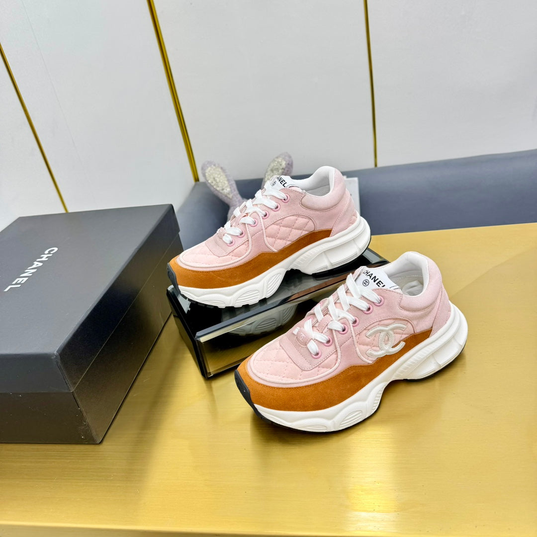 DAD SNEAKER IN LIGHT PINK LAMBSKIN AND GINGER ORANGE SUEDE、mysite、Cacoeks