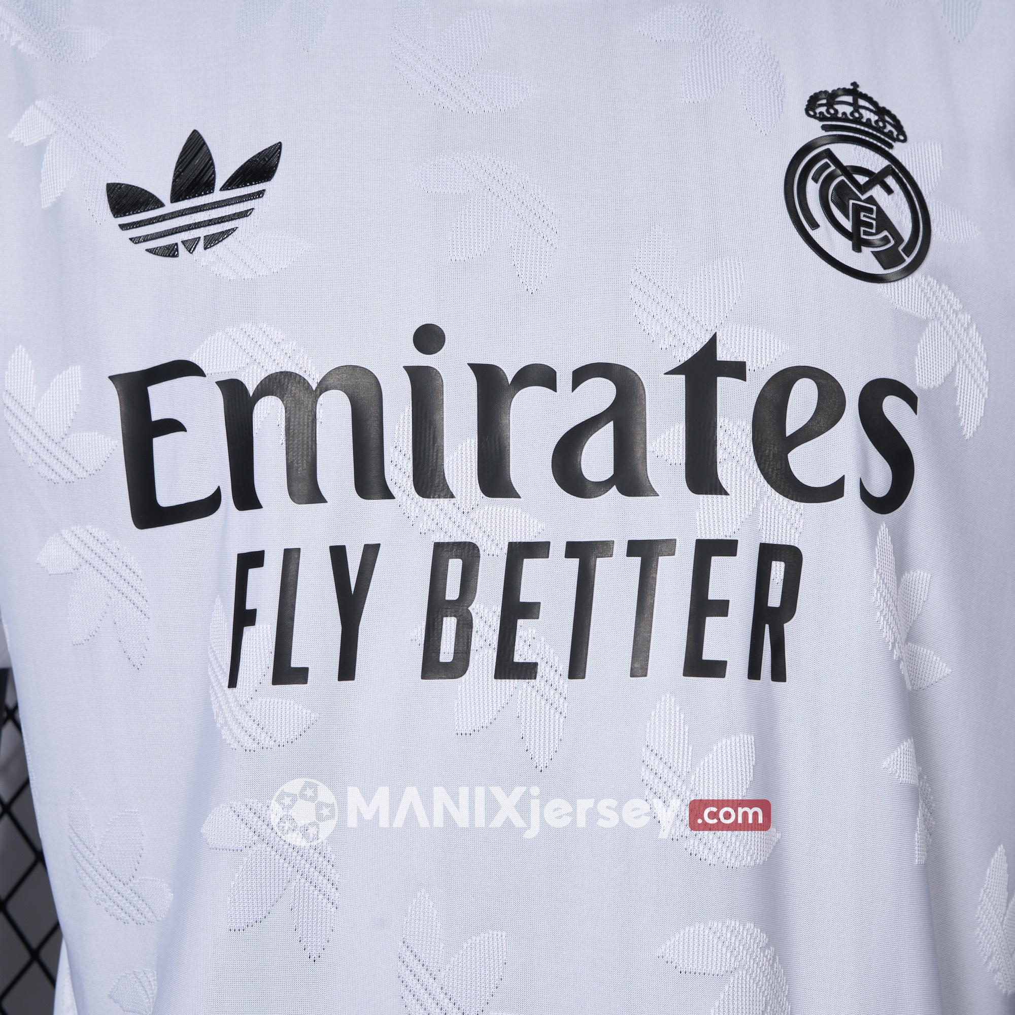ManixJersey.com | Real Madrid 24-25 Trefoil White Jersey - Player Version -Customize Name, Number and Patch | Worldwide Shipping