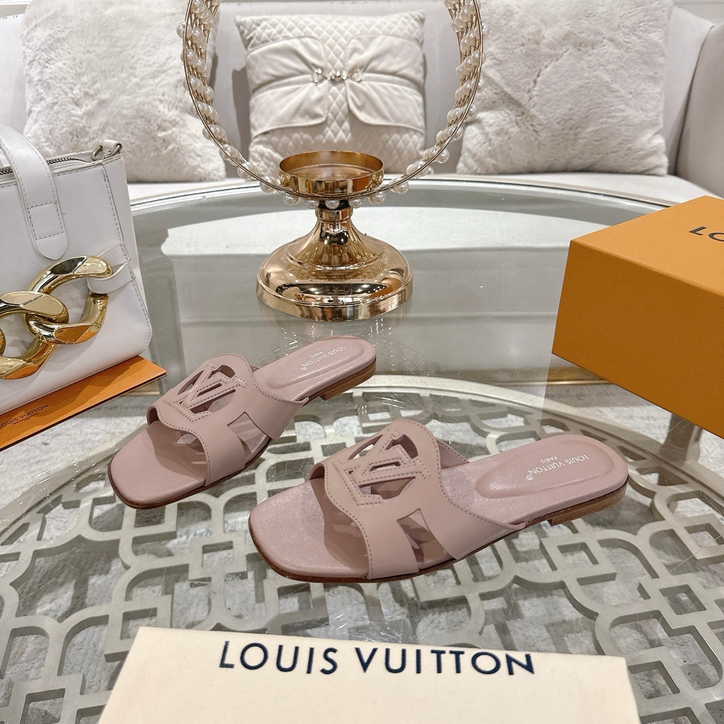 ISOLA FLAT SLIDE IN DUSTY PINK CALFSKIN、mysite、Cacoeks