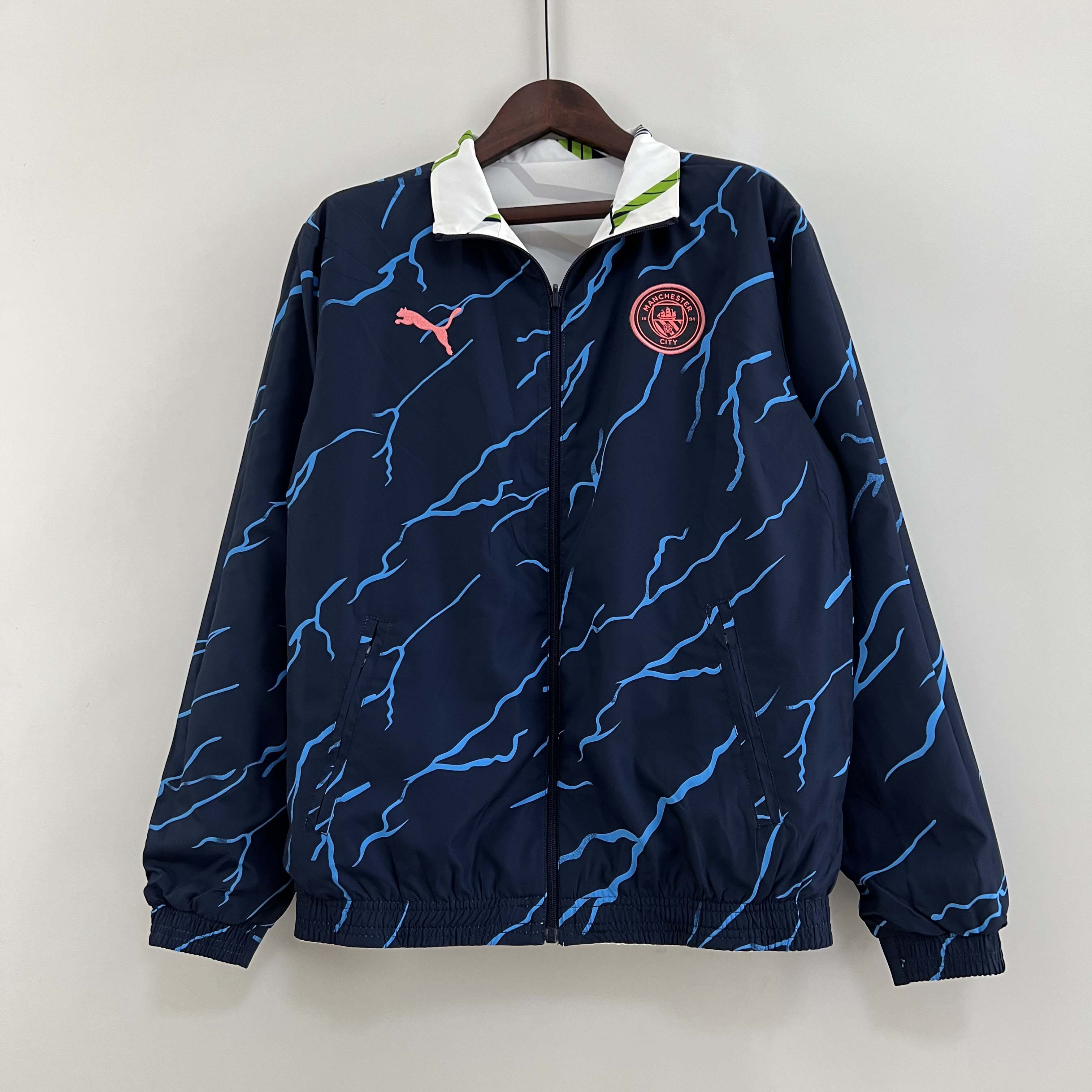 2023/2024 Manchester City Reversible Windbreaker Navy blue Soccer Jersey 1:1 Thai Quality:football jersey mysite: unitedjerseyfootball 邓江浪:football