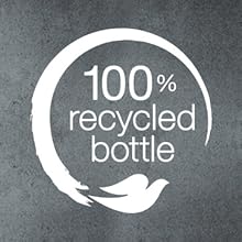 A text graphics image that reads: 100% recycled bottle.
