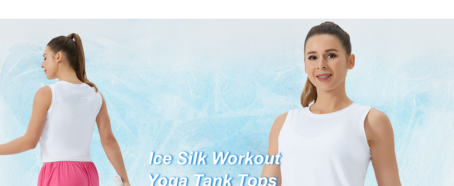 Ice Silk Workout Tops for Women Quick Dry Muscle Gym Running Shirts Sleeveless Flowy Yoga Tank Tops
