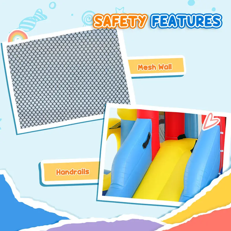 giant house with water slide wet and dry use basketball hoop climbing wall castle with ball pit for indoor outdoor details 4