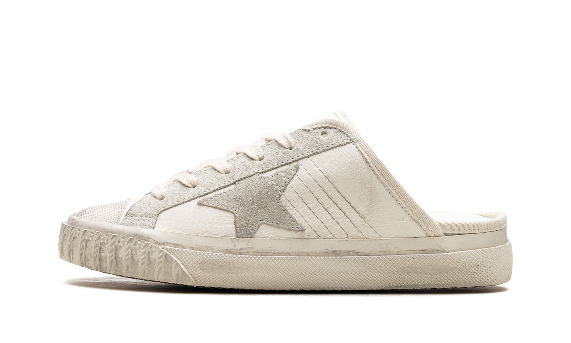 SUPER-STAR SABOT TOE CAP AND HIGH SOLE LEATHER UPPER TOE AND TONGUE SUEDE STAR "WHITE ICE"、mysite、Cacoeks