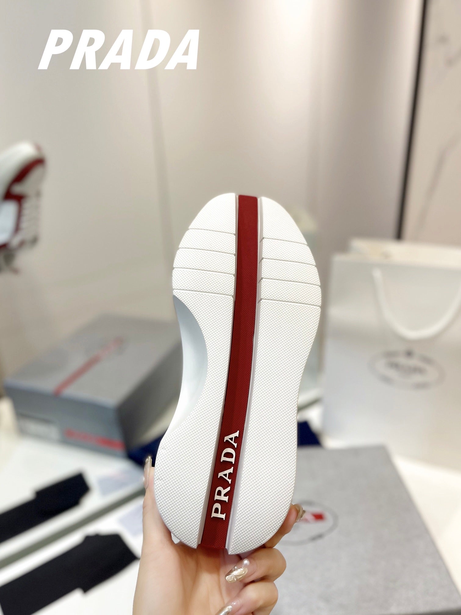 PRA DOWNTOWN THICK-SOLE SNEAKERS WHITE AND CHERRY CALFSKIN、mysite、Cacoeks