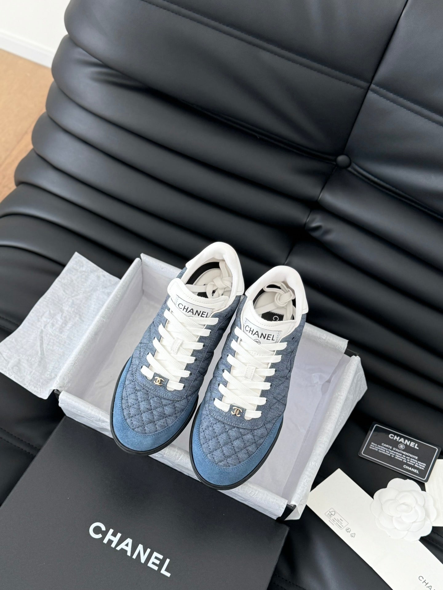 CC SNEAKER IN AEGEAN BLUE MIX WHITE EMBROIDERED LAMBSKIN、mysite、Cacoeks