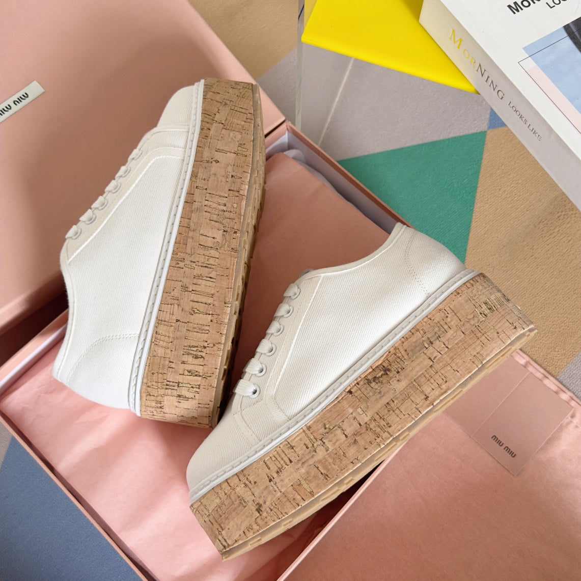 Lace - up Platform Shoes White Canvas、mysite、Cacoeks