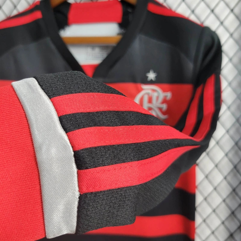 JerseysGala.com | Flamengo 2024 Home Stadium Long Sleeve Kids Kit -Customize Name, Number and Patch | Worldwide Shipping