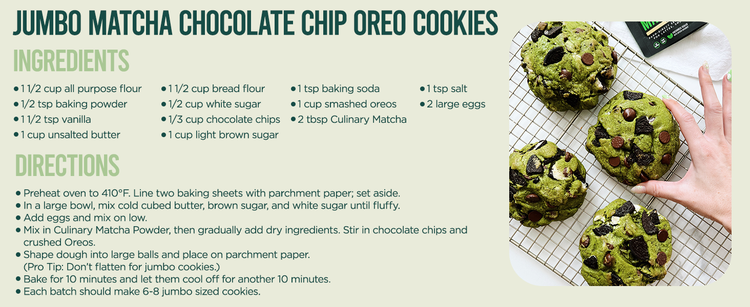 Jumbo matcha chocolate chip oreo cookies