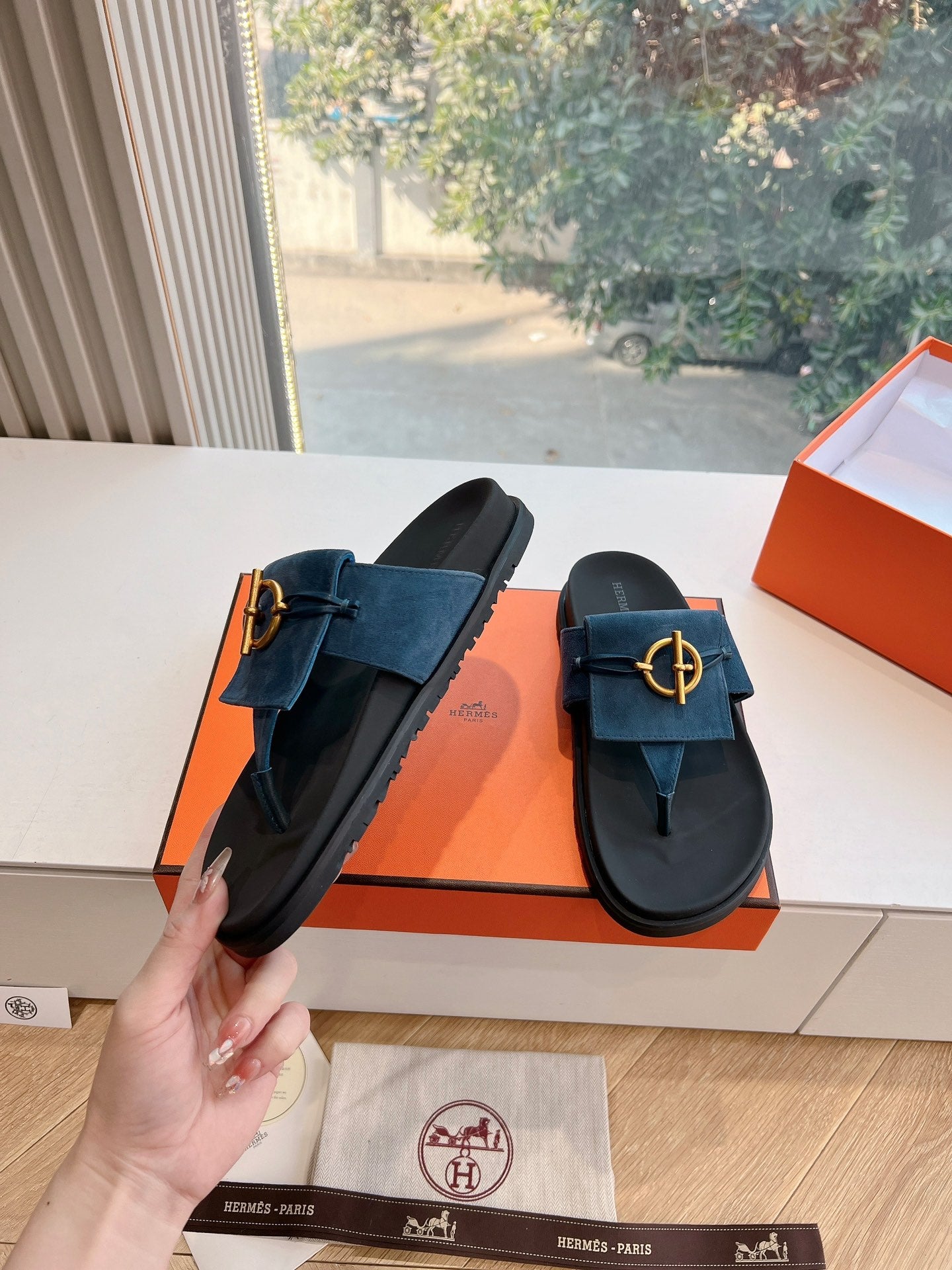 JOYCE SANDAL IN NAVY BLUE SUEDE、mysite、Cacoeks