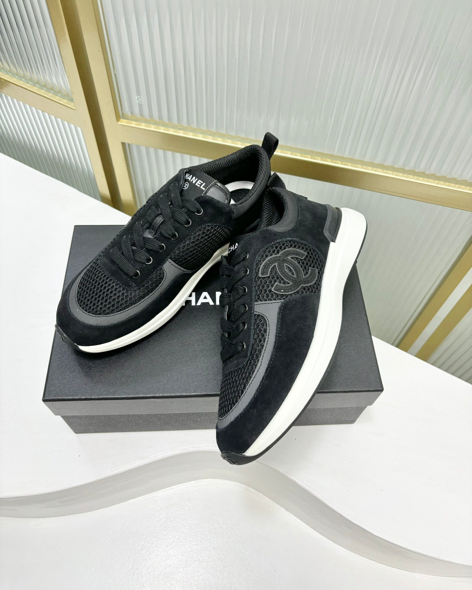 SNEAKER IN BLACK SUEDE AND BREATHABLE MESH、mysite、Cacoeks