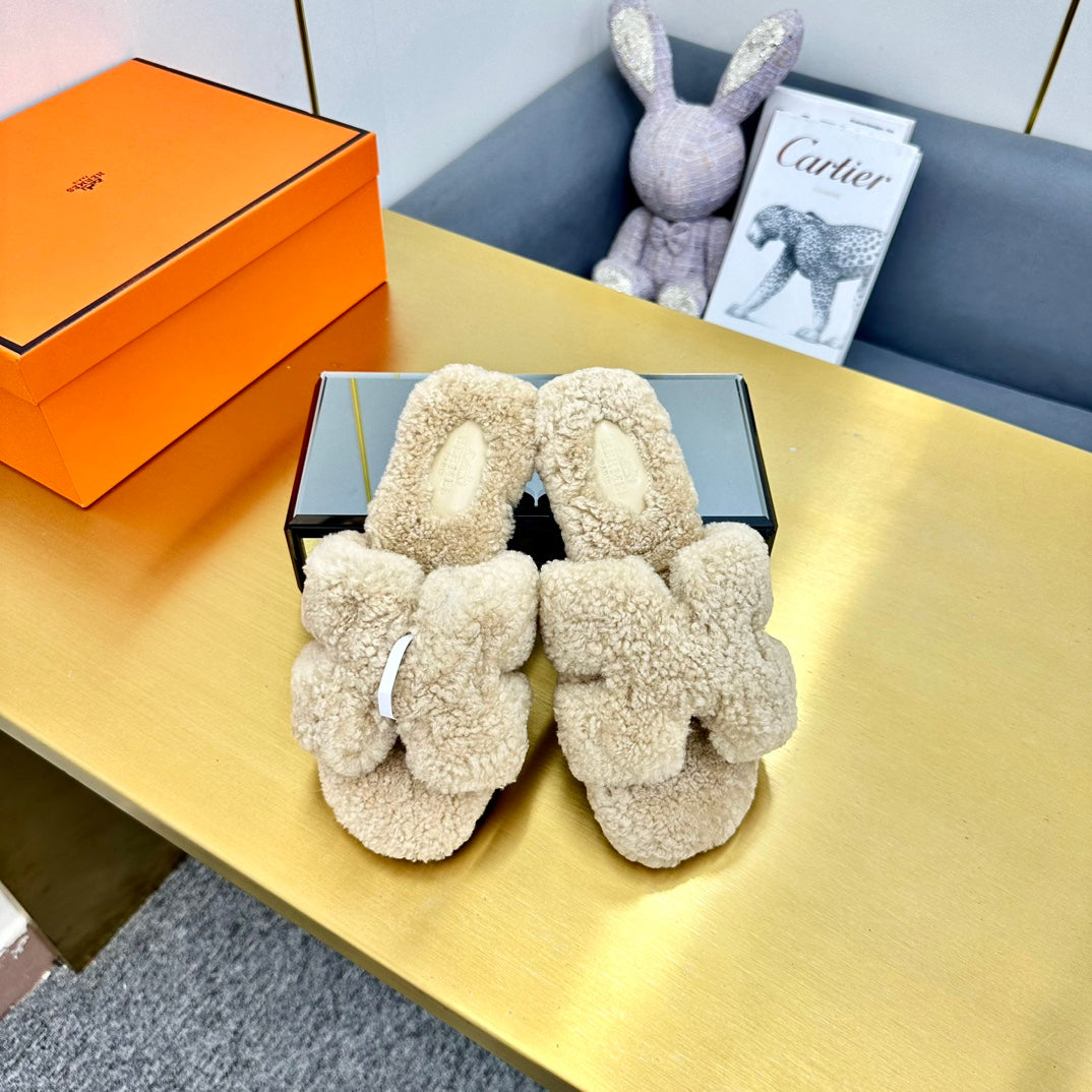 0RAN SHEARLING SANDALS ECRU TAN、mysite、Cacoeks