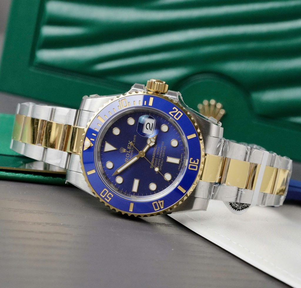 Đồng Hồ Rolex Submariner Mặt Xanh Blue Chế Tác Bọc Vàng Thật 40mm (2)
