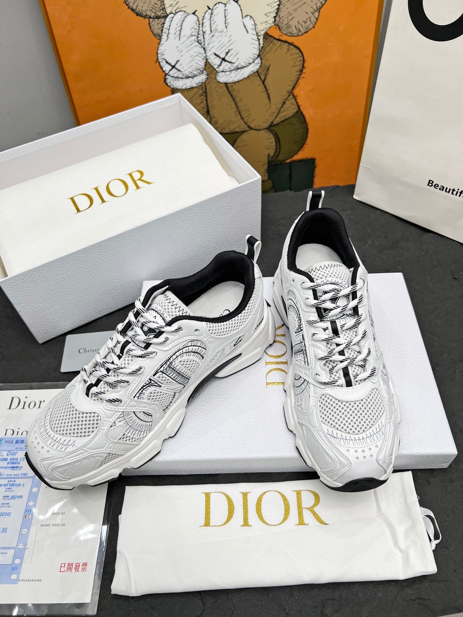 CD CHRONO SNEAKERS IN WHITE AND BLACK MESH、mysite、Cacoeks