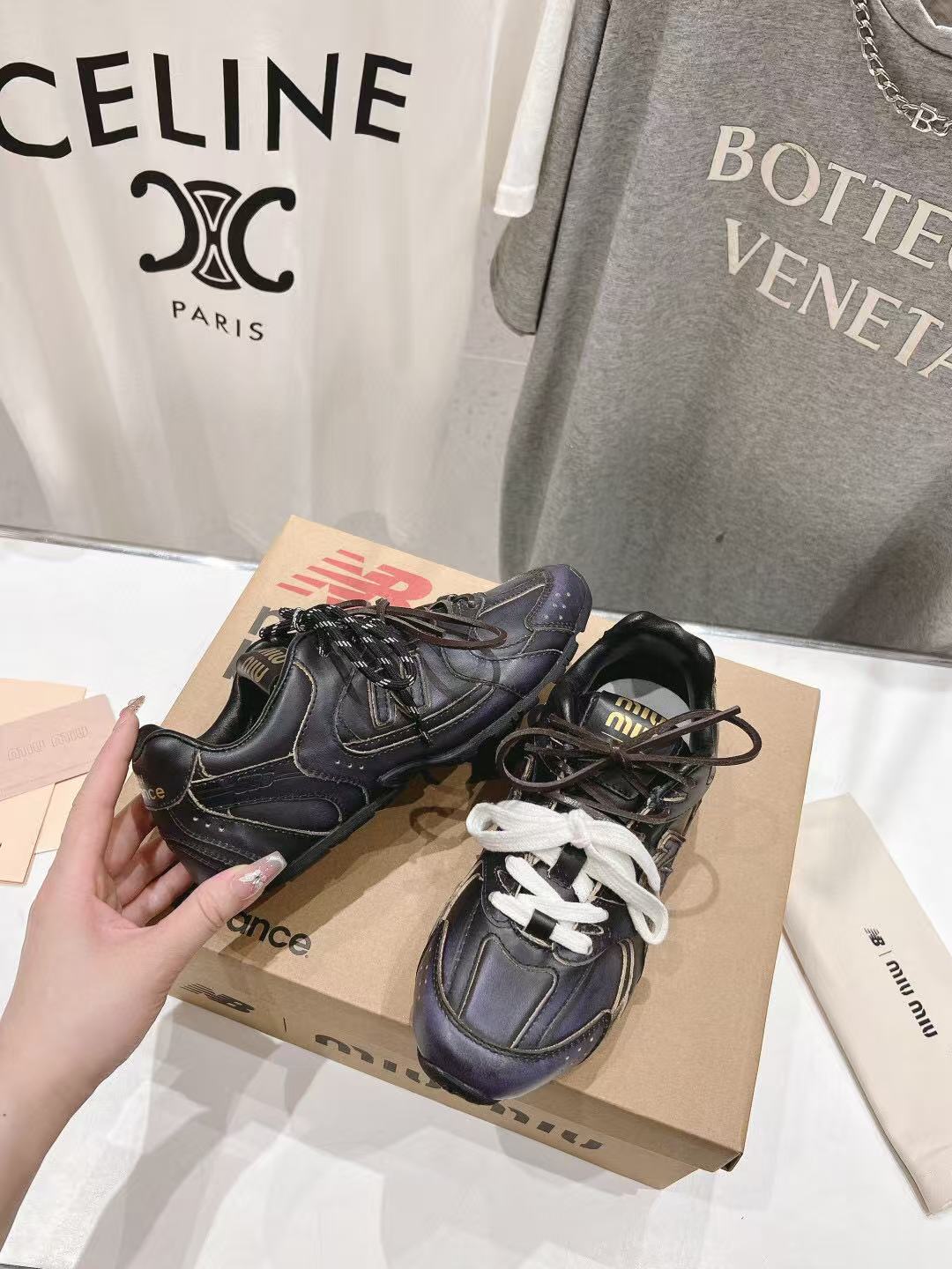 NBxMIU SNEAKER 530 IN BLACK CALFSKIN、mysite、Cacoeks