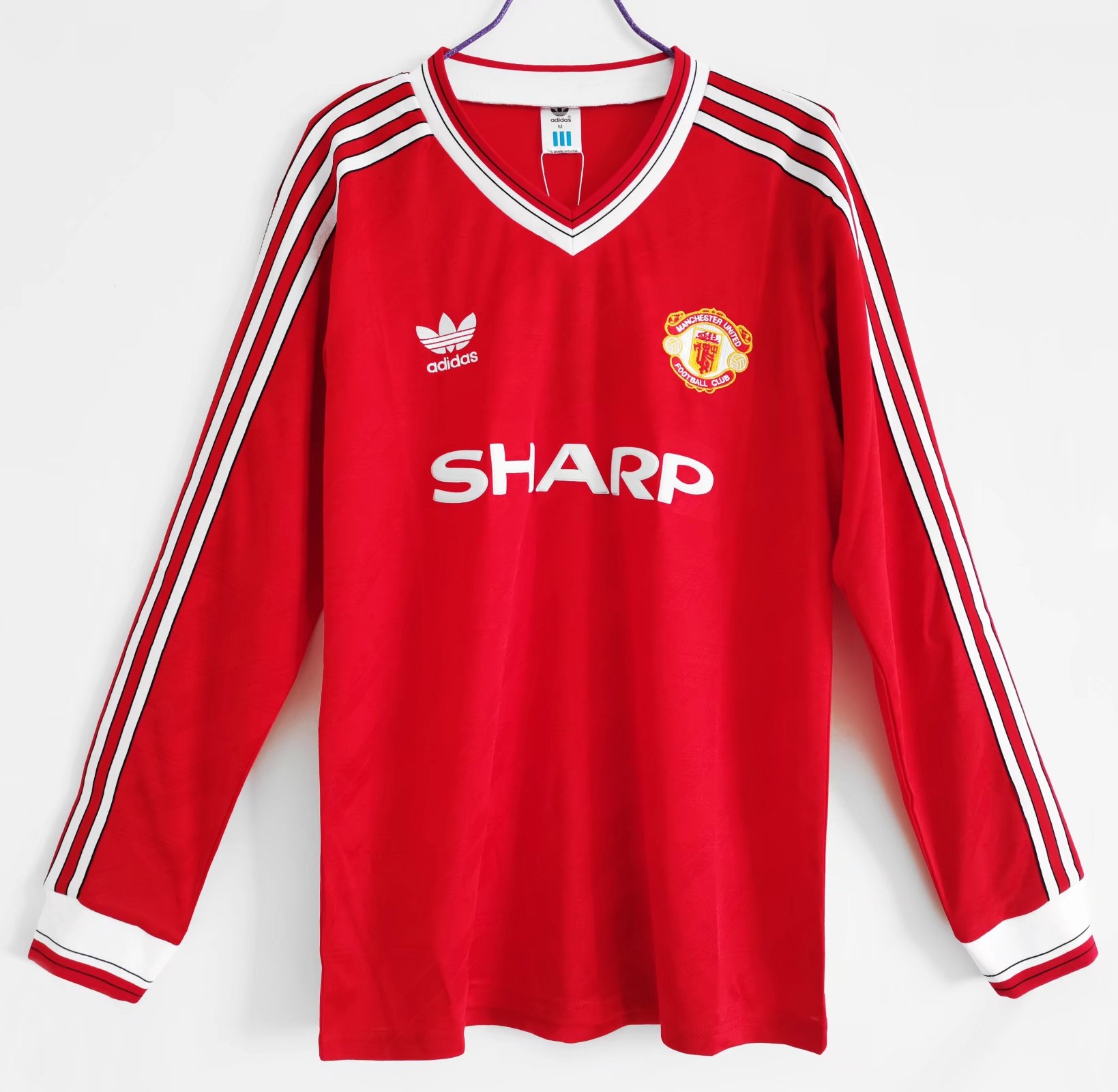 Higojerseys-Retro Manchester United 86-88 Home Long Sleeve Jersey