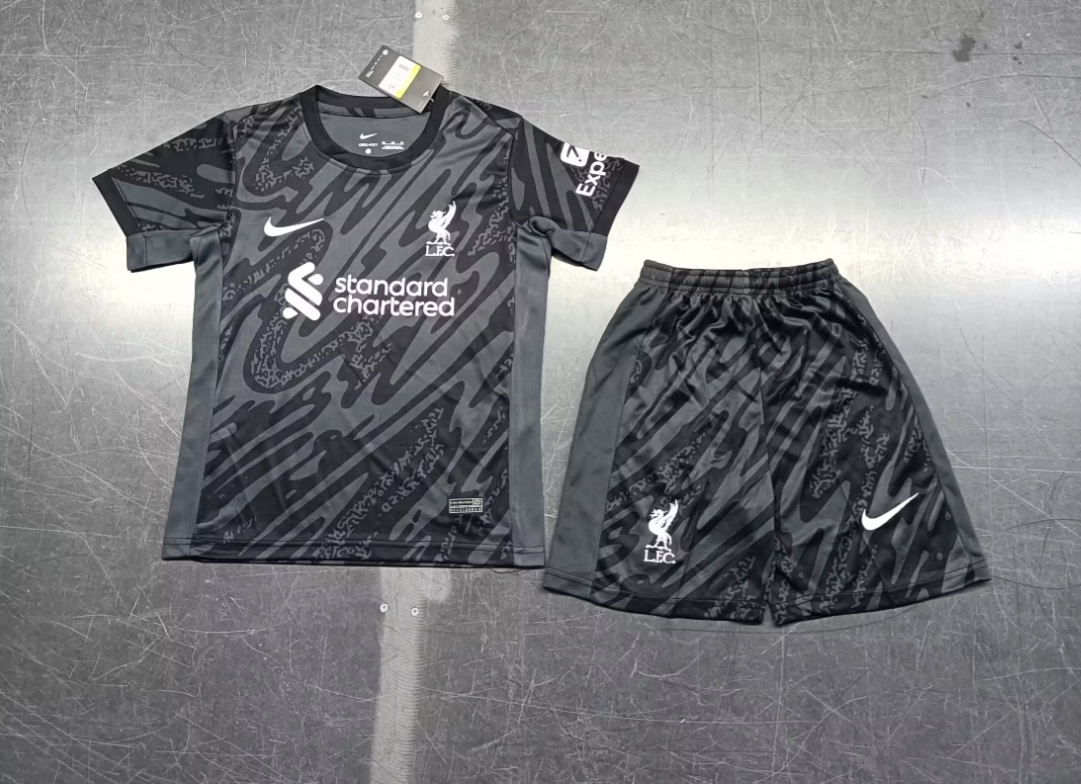 24/25 Liverpool Black Goalkeeper Football Shirt Kids Size Suit Children’s Liverpool shirts-mysite Custom Football Kit- Nextkits