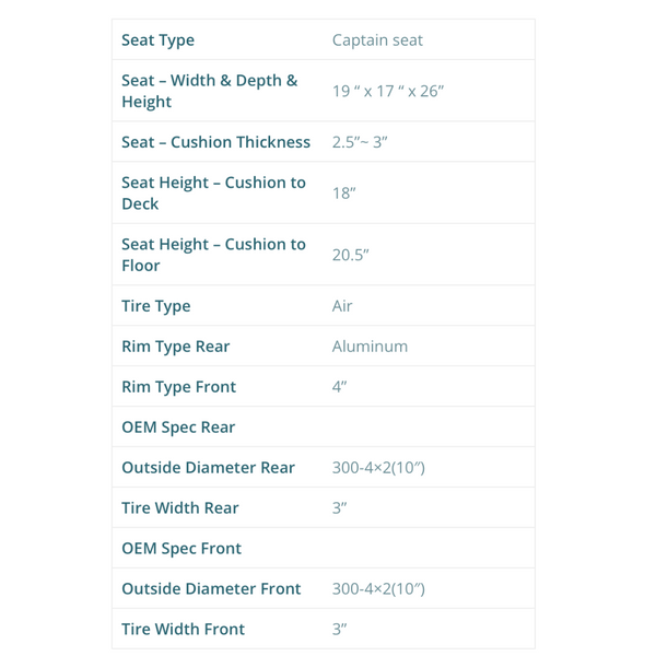 EV Rider CityRider Mobility Electric Scooter spec sheet 2