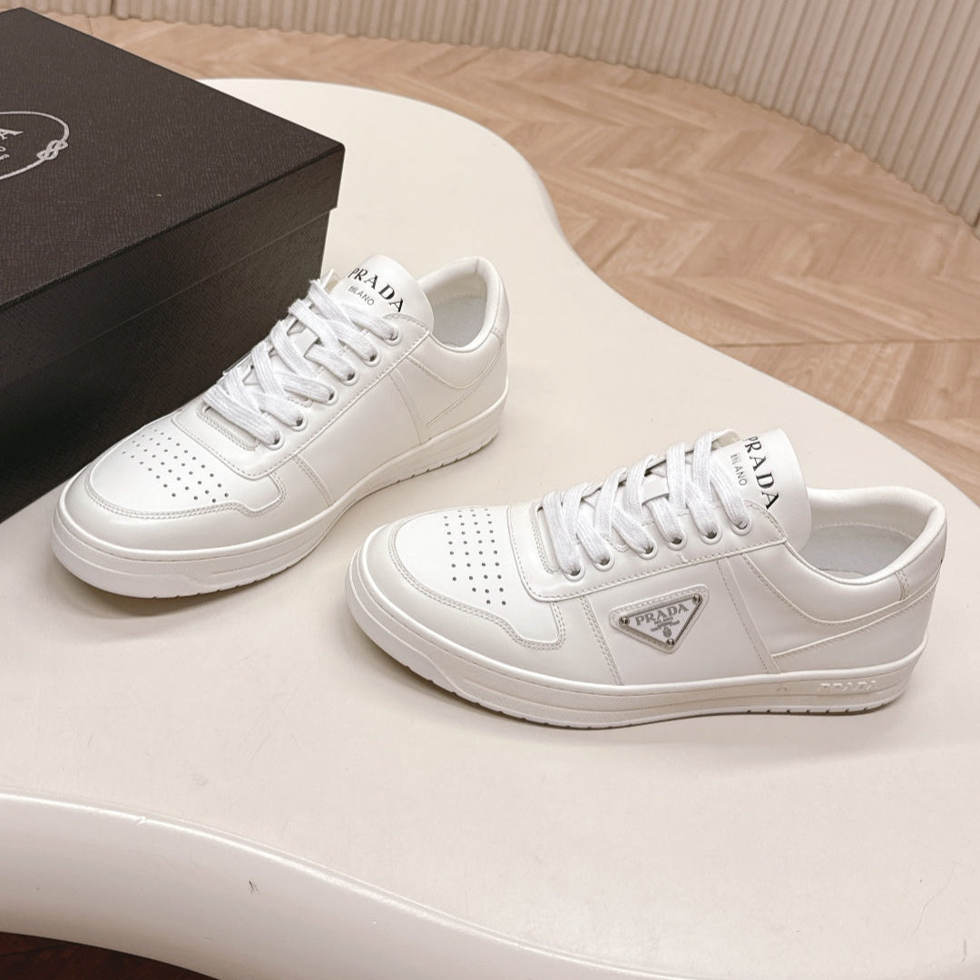 PRADA 25S DOWNTOWN SNEAKERS IN WHITE CALFSKIN SILVER HARDWARE、mysite、Cacoeks