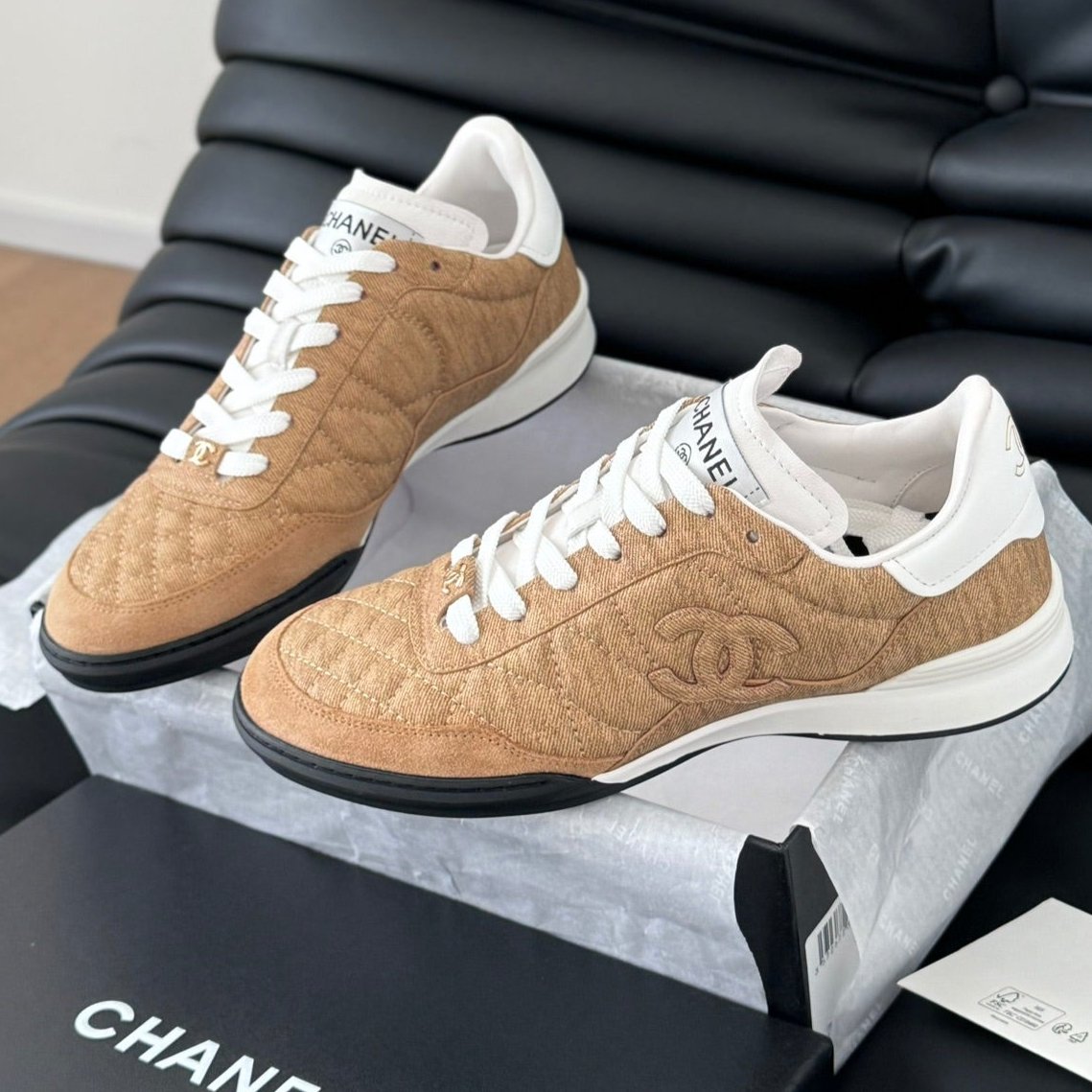 CC SNEAKER IN PEANUT BROWN MIX WHITE EMBROIDERED LAMBSKIN、mysite、Cacoeks
