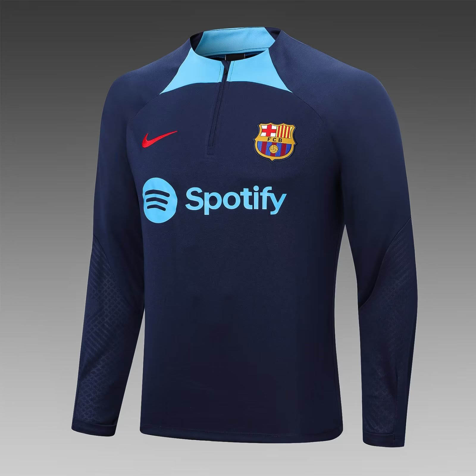 2022/2023 Barcelona Half-Pull Training Suit Dark Blue Jersey Set:football jersey mysite: unitedjerseyfootball 邓江浪:football