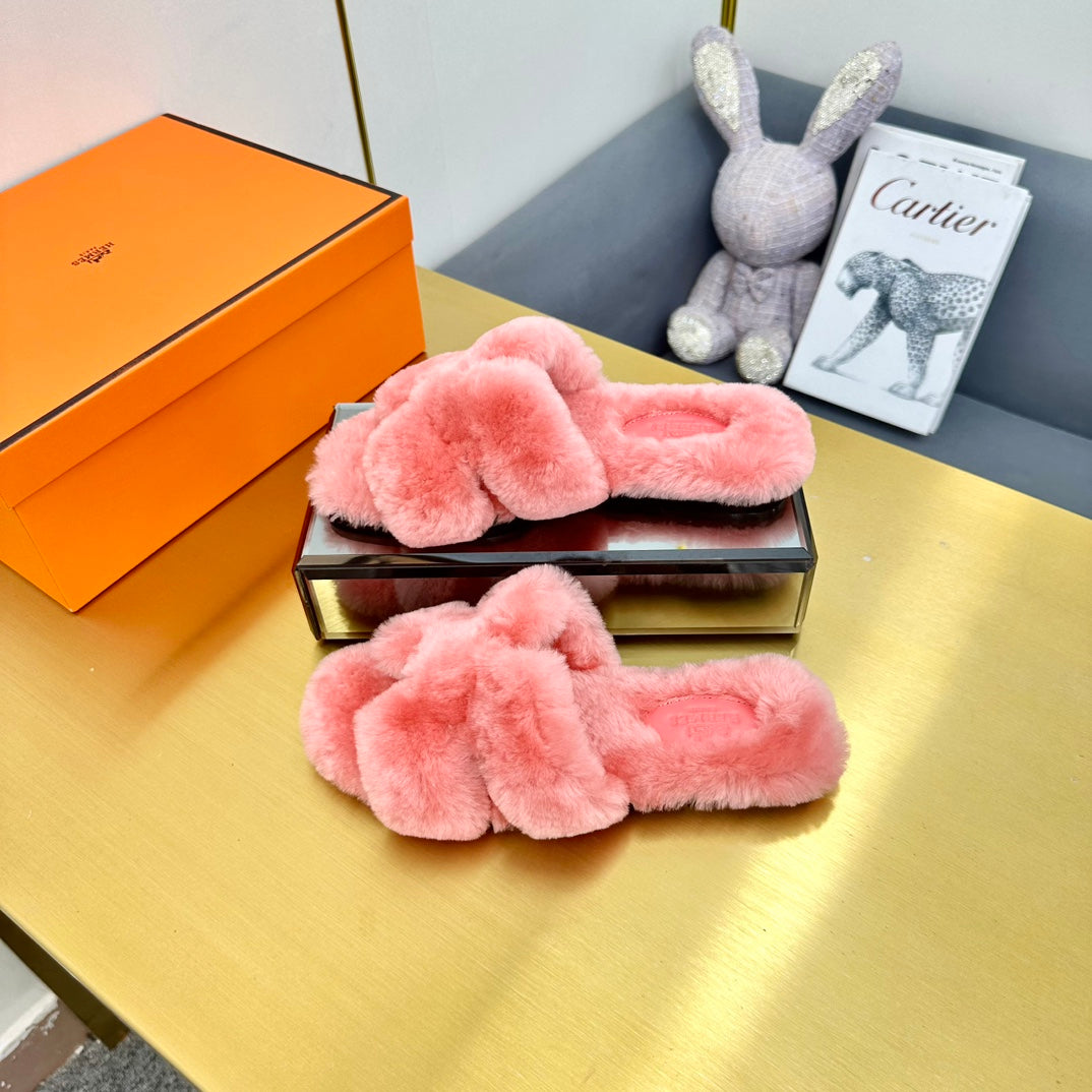 0RAN SHEARLING SANDALS DARK PINK、mysite、Cacoeks