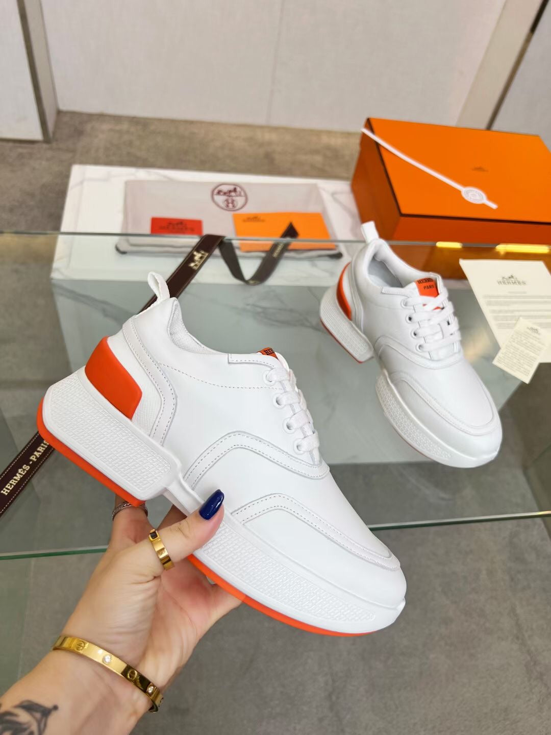 GIGA SNEAKER ORANGE MIX WHITE CALFSKIN、mysite、Cacoeks