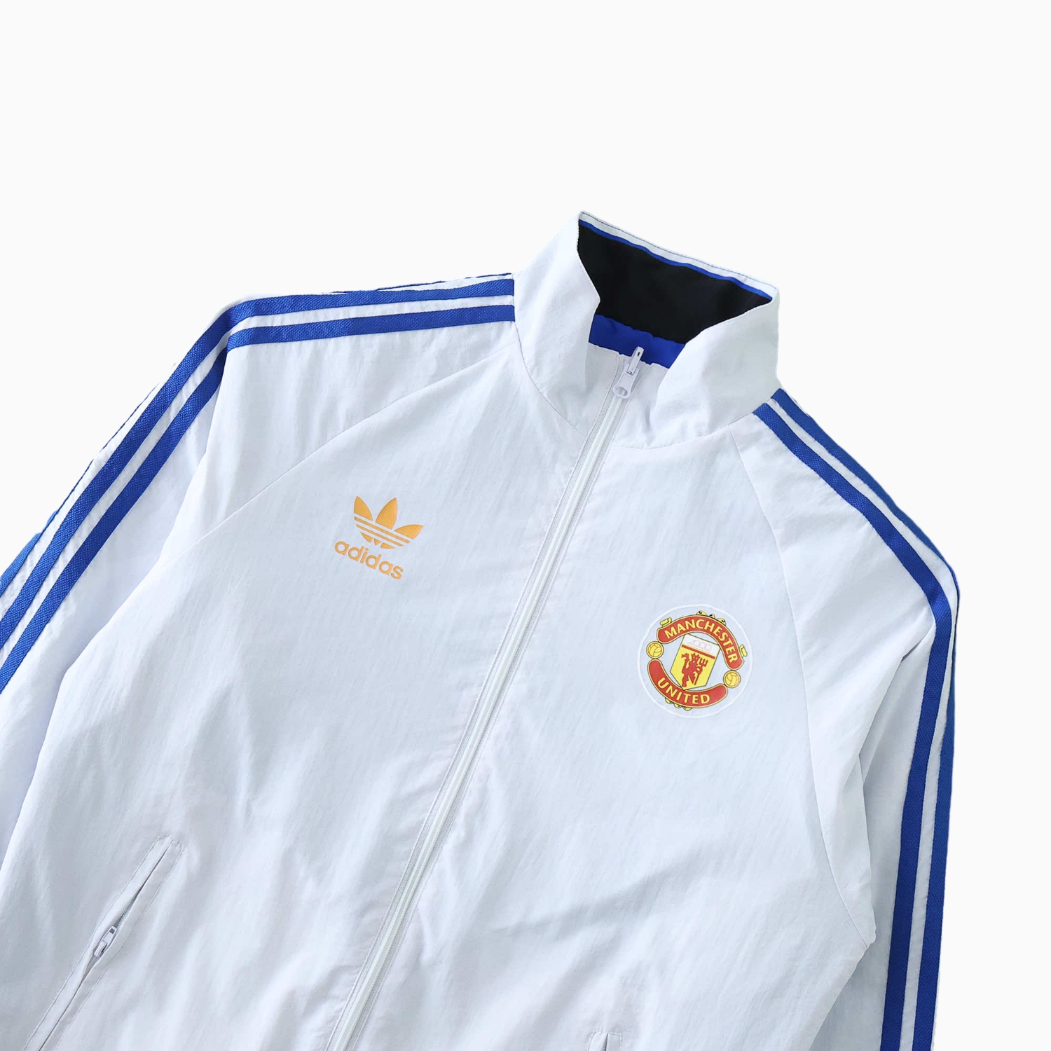 Funinjersey-Retro Manchester United 1996 Double Sided Reversible Windbreaker - Blue & Green