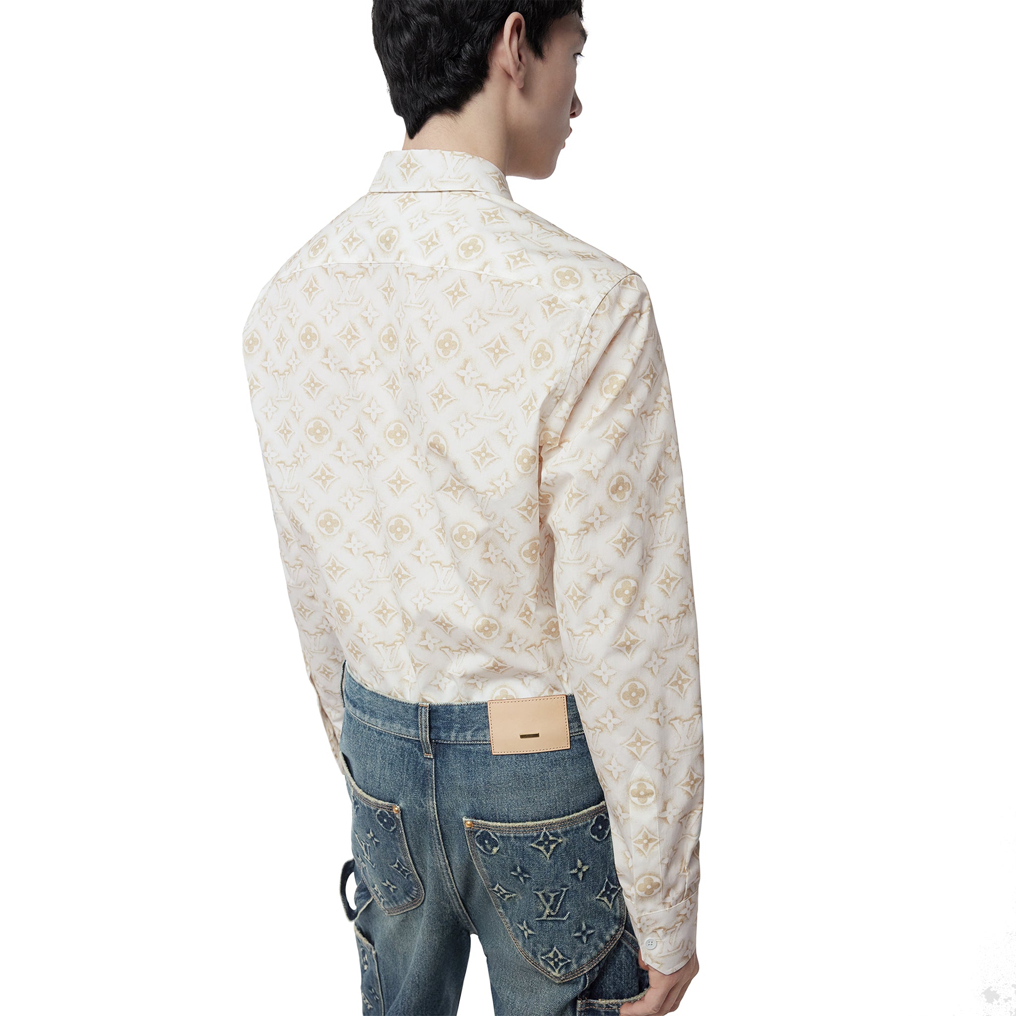 Louis Vuitton Monogram Long-Sleeved Cotton Shirt White、mysite、Cacoeks