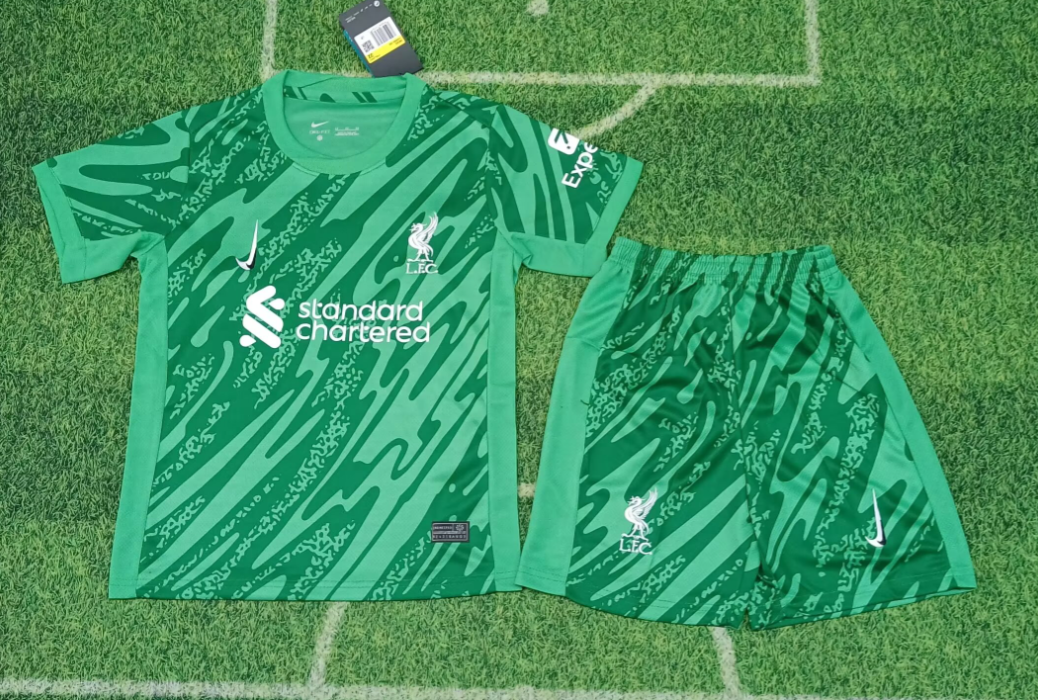 24/25 Liverpool Green Goalkeeper Football Shirt Kids Size Suit-mysite Custom Football Kit- Nextkits