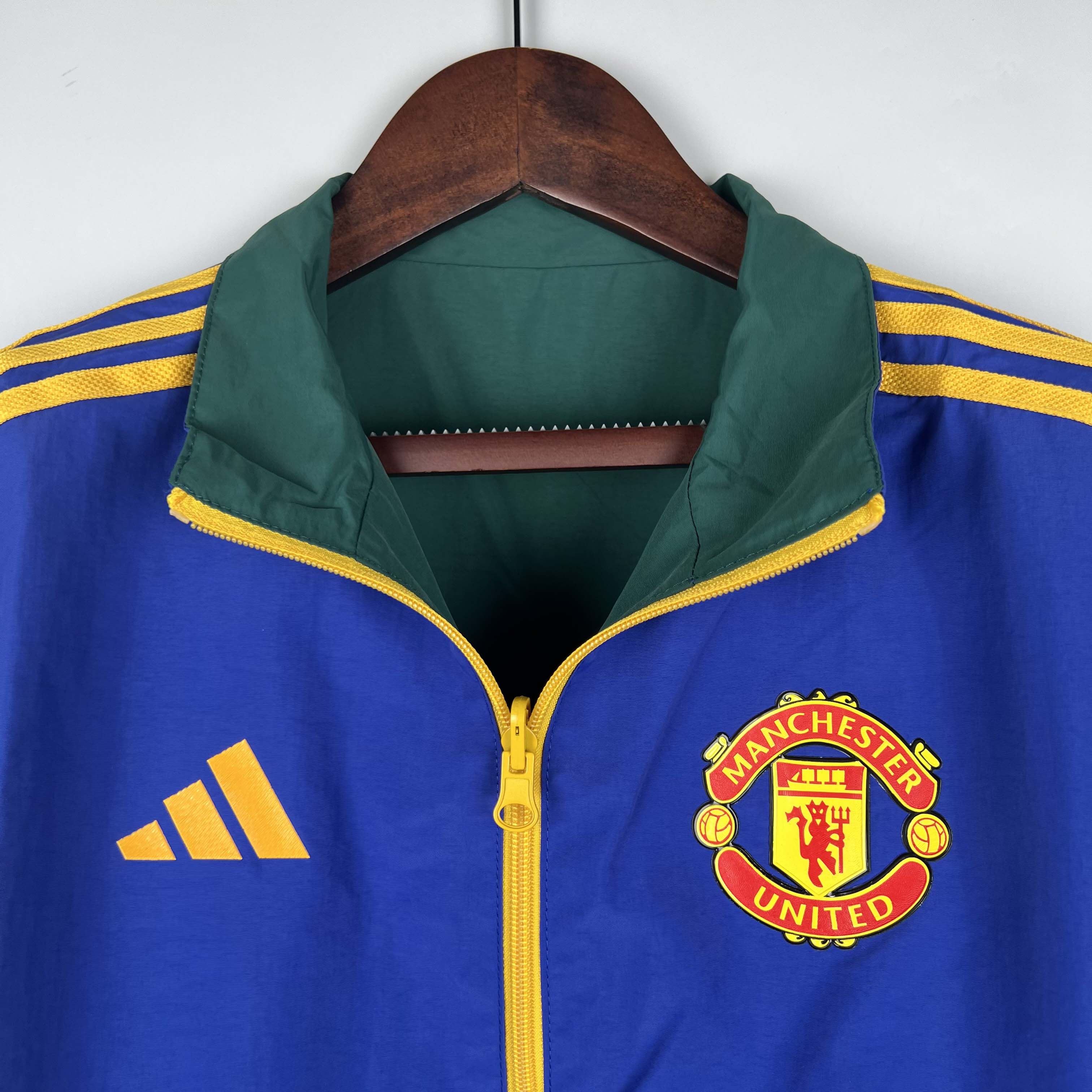 2023/2024 Manchester United Reversible Windbreaker(Blue-Green)Soccer Jersey 1:1 Thai Quality:football jersey mysite: unitedjerseyfootball 邓江浪:football